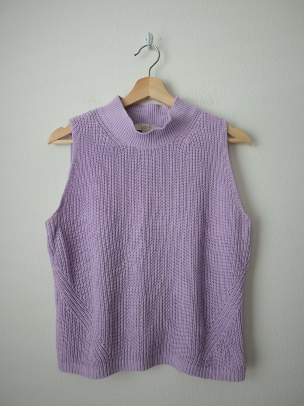 LOFT Lavender Mockneck Cotton Sleeveless Sweater | M